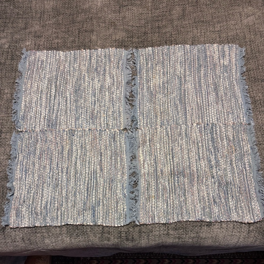 Handwoven Blue & White Woven Placemats (Set of 4)